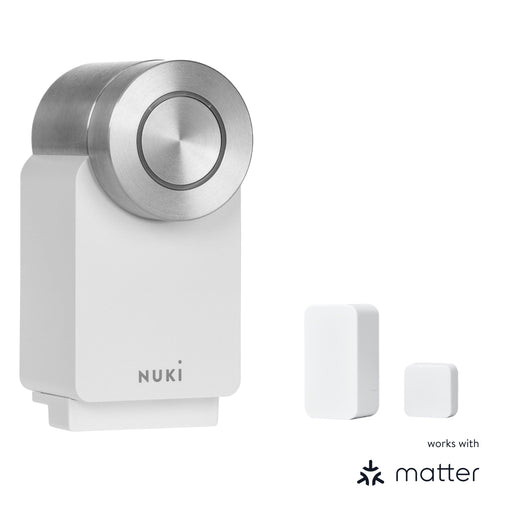 Nuki Smart Lock Pro 4 + Door Sensor (Weiss, EU-Zylinder) Produktbild