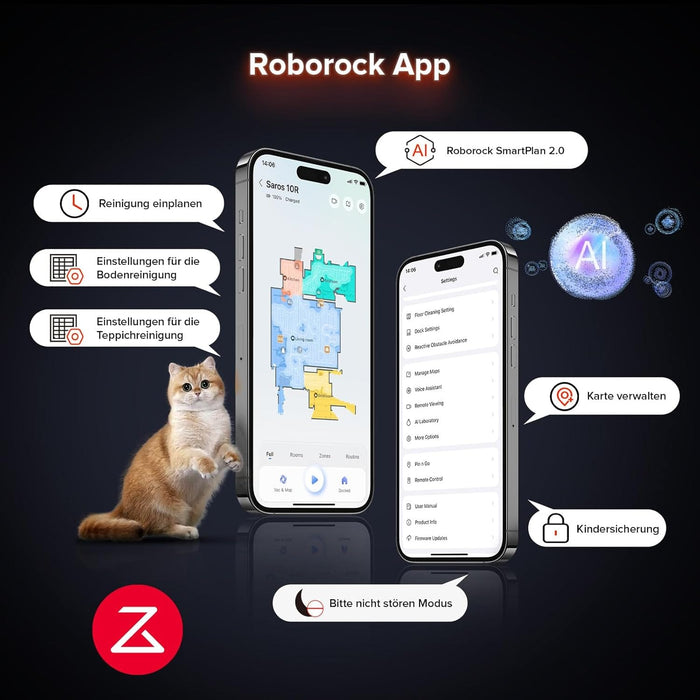 Roborock Saros 10R mit Wasseranschluss (Schwarz) Produktbild