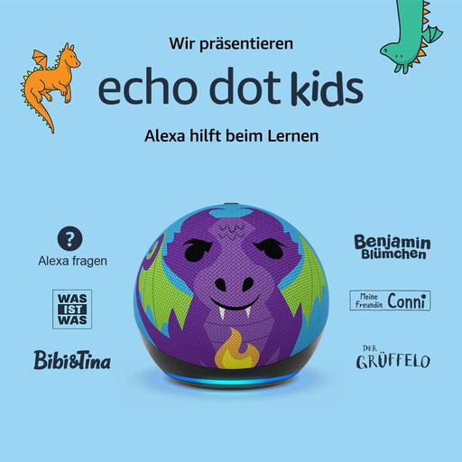 Amazon Echo Dot Kids (5. Generation, Drachen-Design) Produktbild