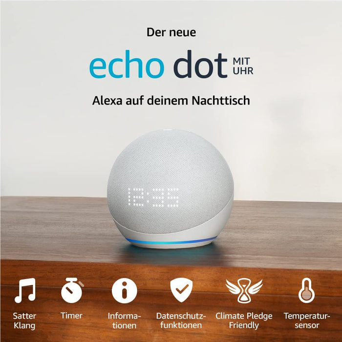 Amazon Echo Dot mit Uhr (5. Generation, Weiss) Produktbild