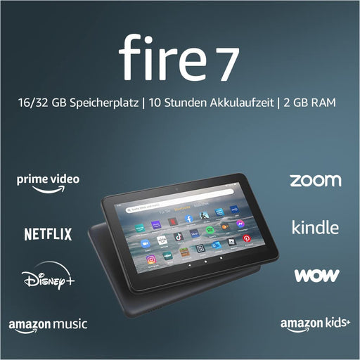 Amazon Fire 7 Tablet (7"-Display, 16 GB, Schwarz) Produktbild