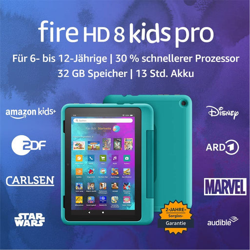 Amazon Fire HD 8 Kids Pro-Tablet (32 GB, Blaugrün) Produktbild
