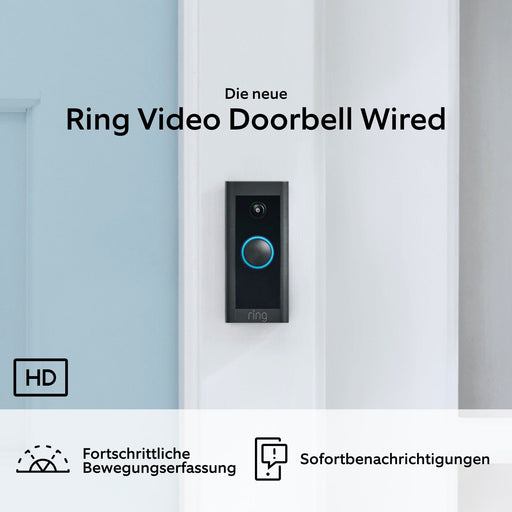 Ring Video Doorbell Wired (Schwarz) - Wetterfeste Video-Türklingel mit Festverdrahtung, 1080p-Kamera und Bewegungssensor Produktbild